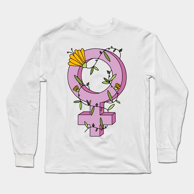 Feminism and Flowers Long Sleeve T-Shirt by murialbezanson